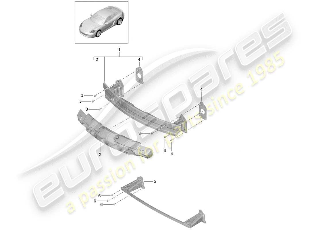 Porsche 718 Cayman (2019) SUPPORT DE PARE-CHOCS Diagramme de pièce