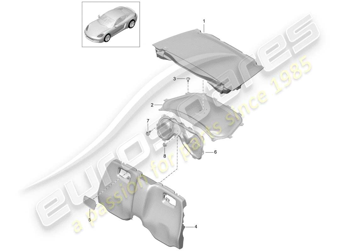 Porsche 718 Cayman (2019) garnitures Schéma des pièces