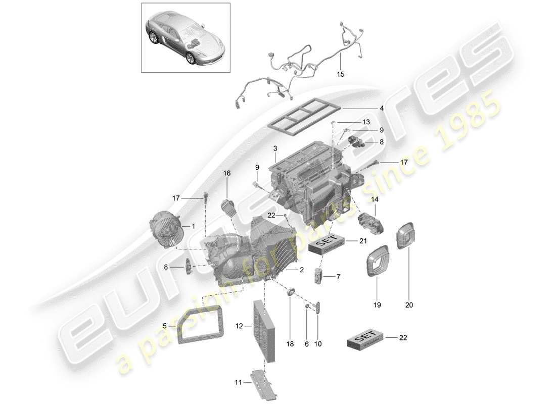 Porsche 718 Cayman (2019) CLIMATISEUR Diagramme de pièce