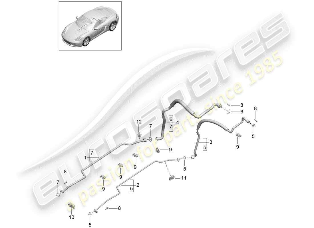 Porsche 718 Cayman (2019) circuit frigorifique Diagramme de pièce