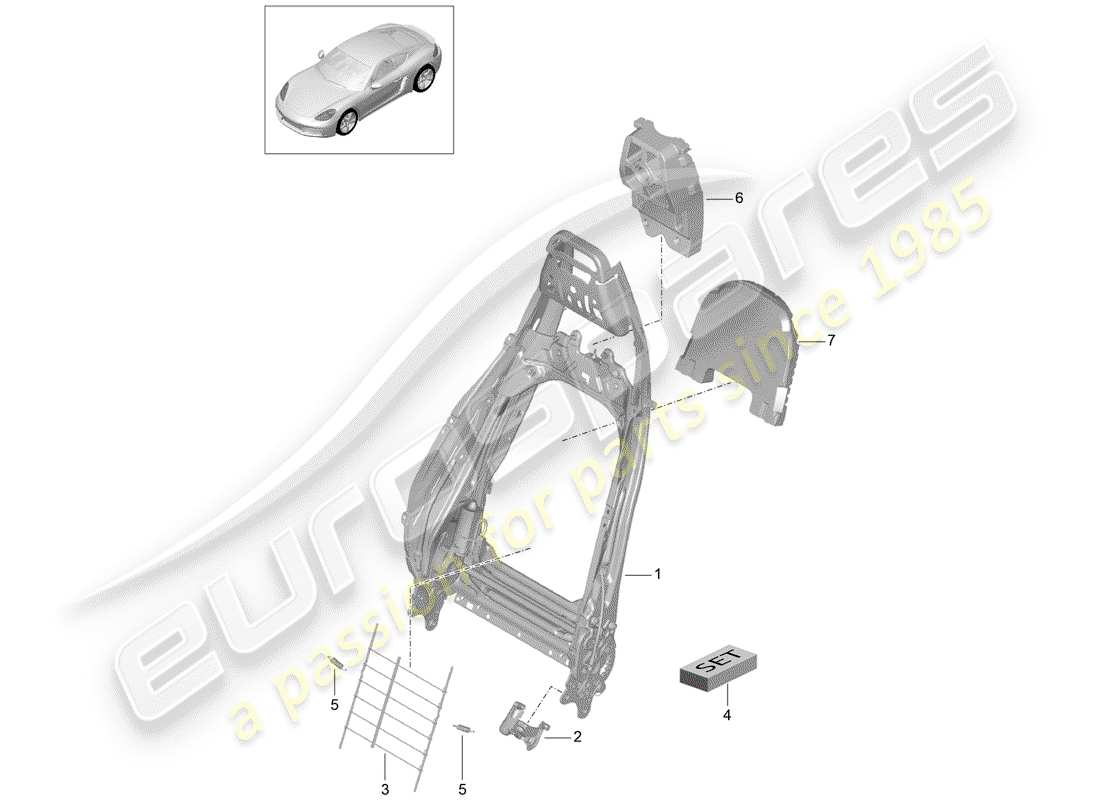 Porsche 718 Cayman (2019) cadre - dossier Diagramme de pièce