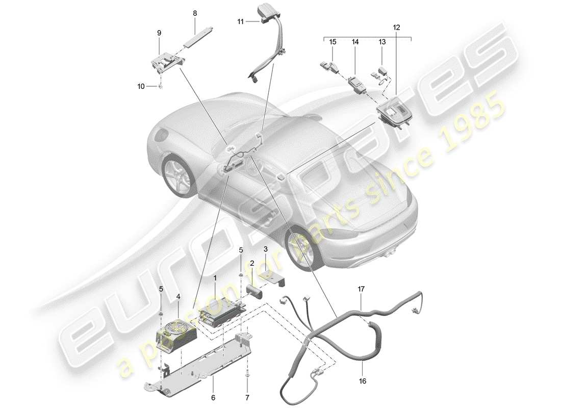 Porsche 718 Cayman (2019) pour véhicules avec téléphone Diagramme de pièce