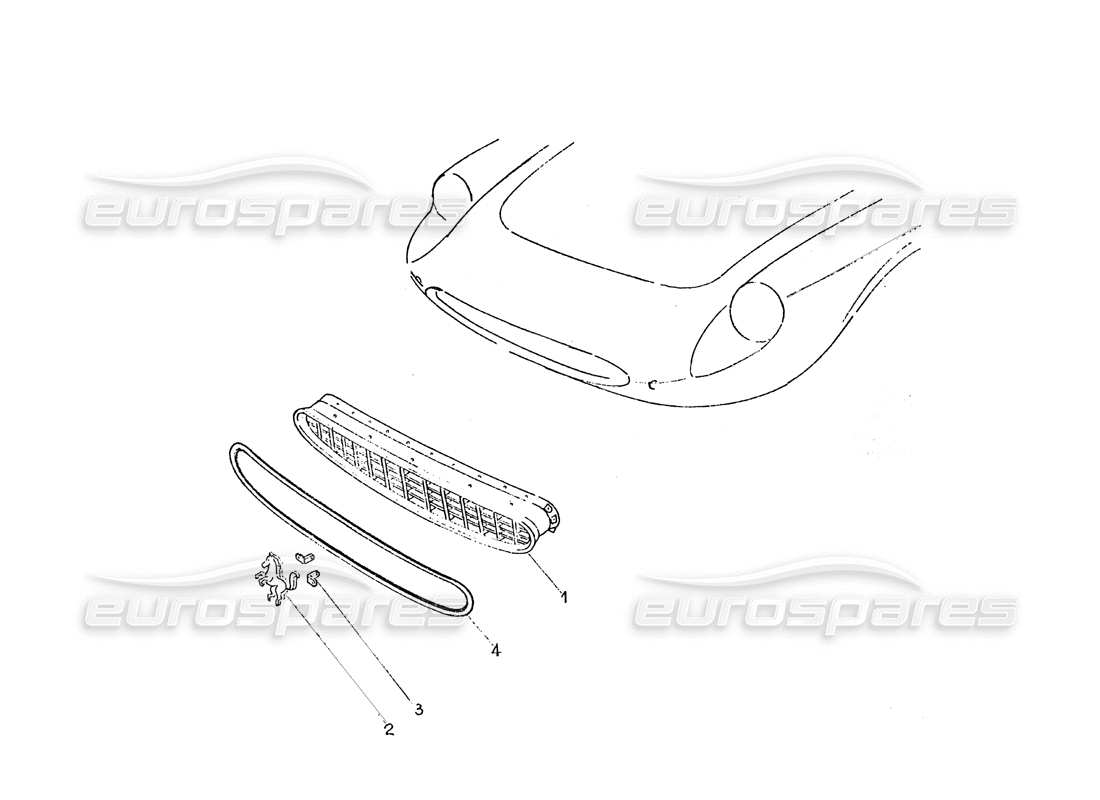 Ferrari 365 GT 2+2 (carrosserie) La grille de devant Schéma des pièces