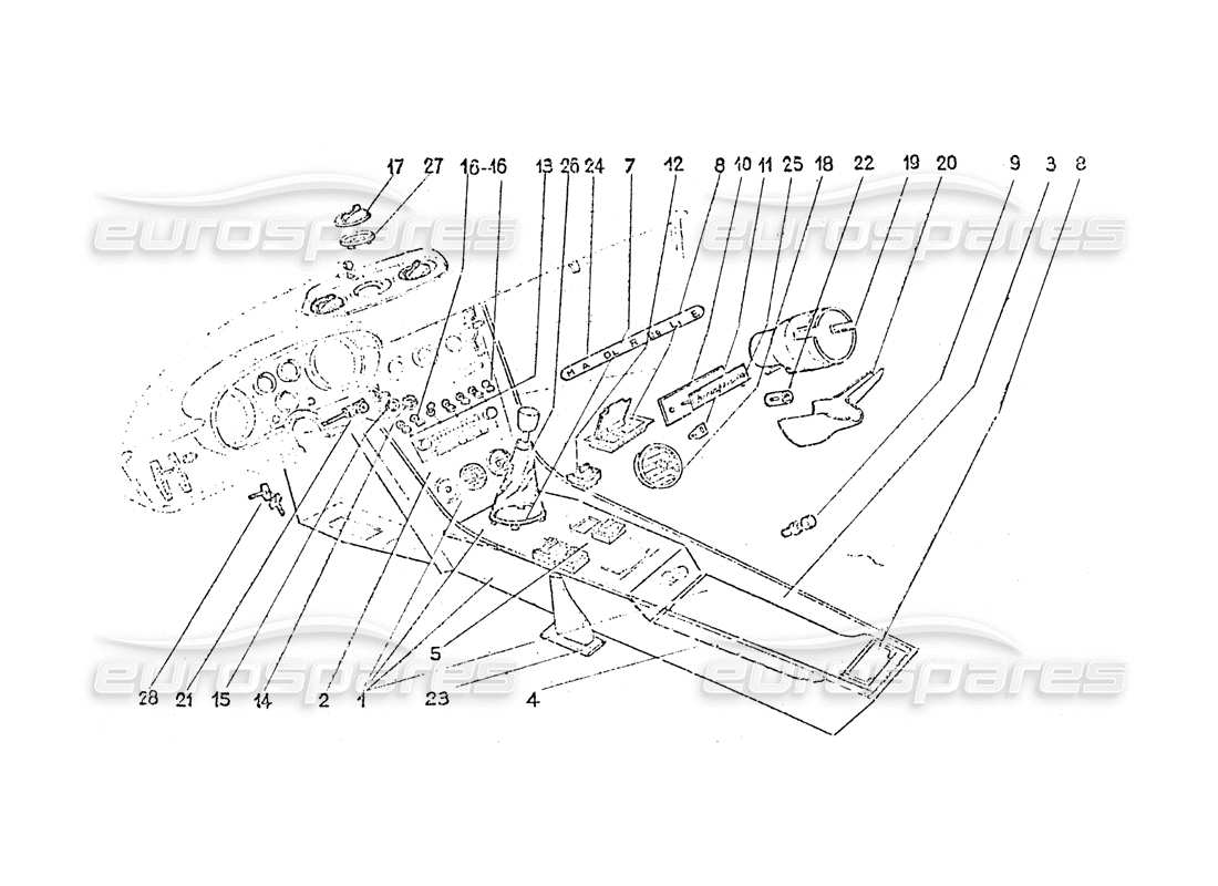 Ferrari 365 GT 2+2 (carrosserie) Interior switches - Air vents & Trim Schéma des pièces