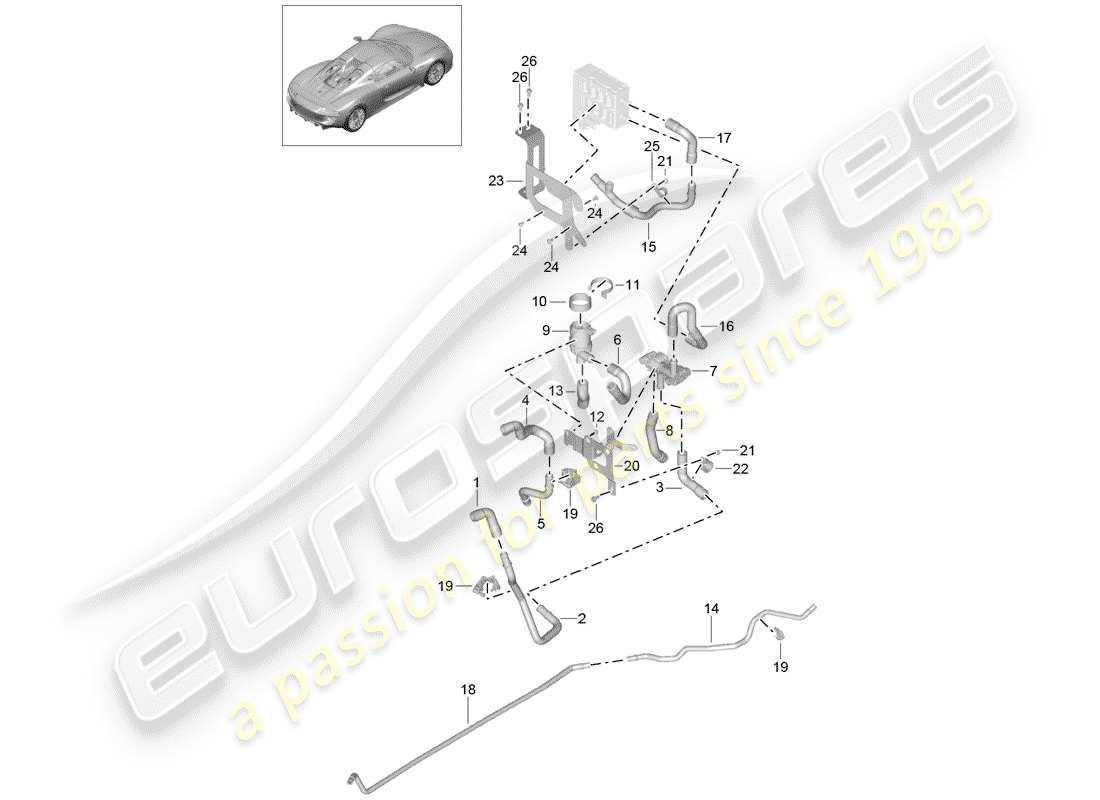 Porsche 918 Spyder (2015) Chauffage Schéma des pièces
