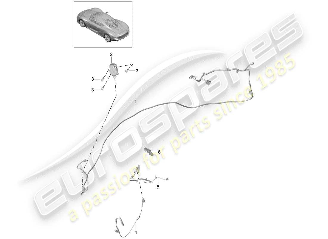 Porsche 918 Spyder (2015) faisceaux de câbles Schéma des pièces