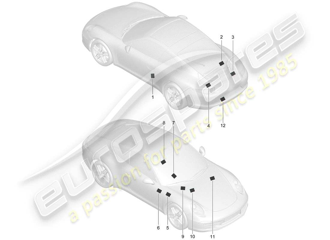 Porsche 991 (2014) SIGNES/AVIS Diagramme de pièce
