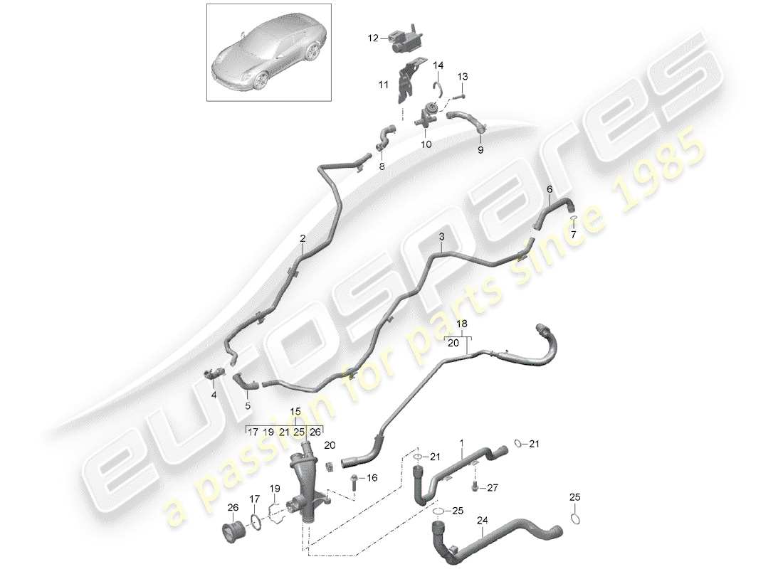 Porsche 991 (2014) CONNEXION Diagramme de pièce