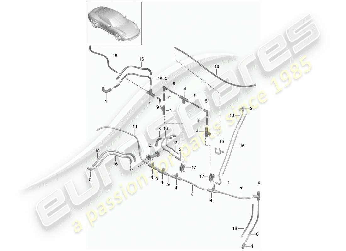 Porsche 991 (2014) Système de vide Diagramme de pièce