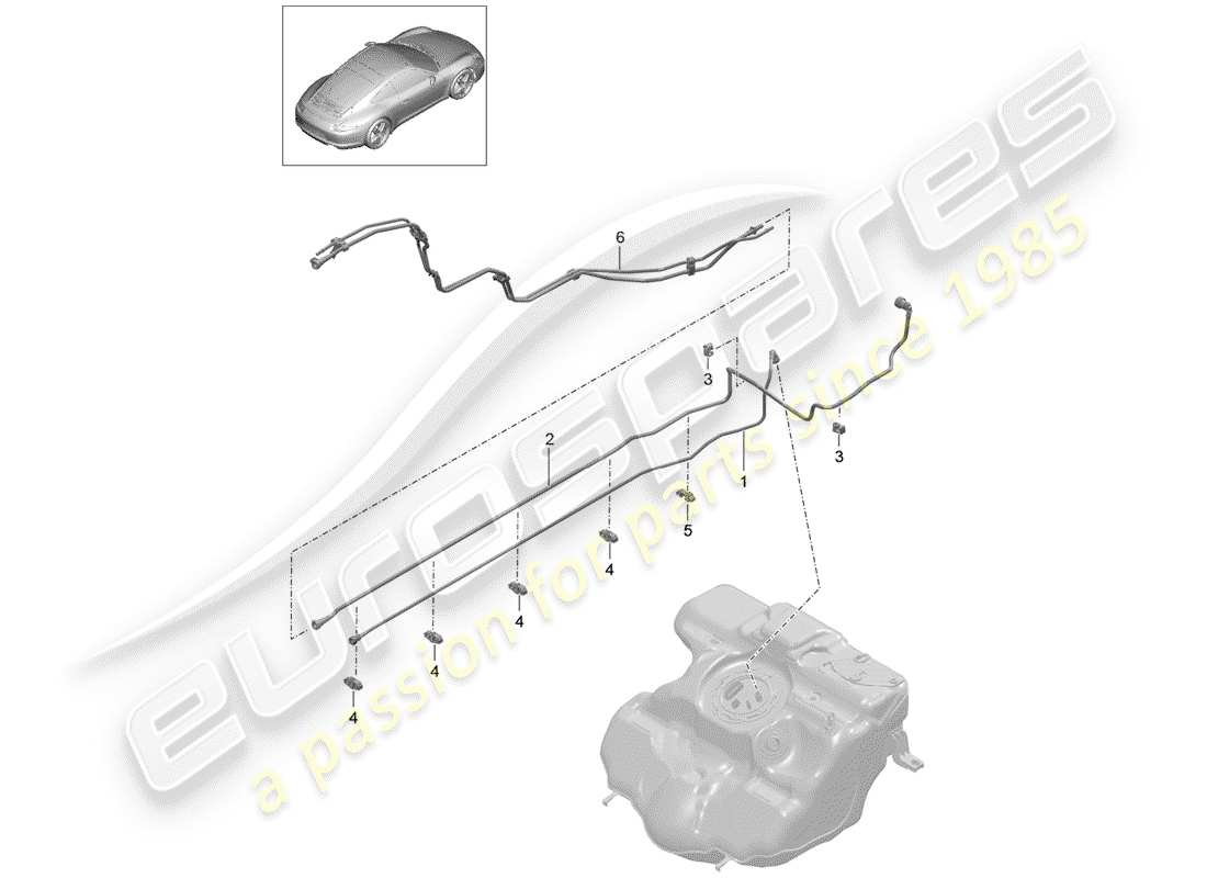 Porsche 991 (2014) Système de carburant Diagramme de pièce