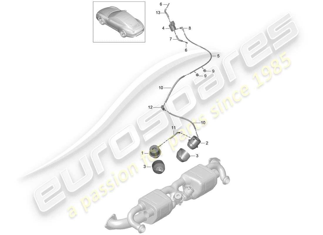 Porsche 991 (2014) Système d'échappement Diagramme de pièce