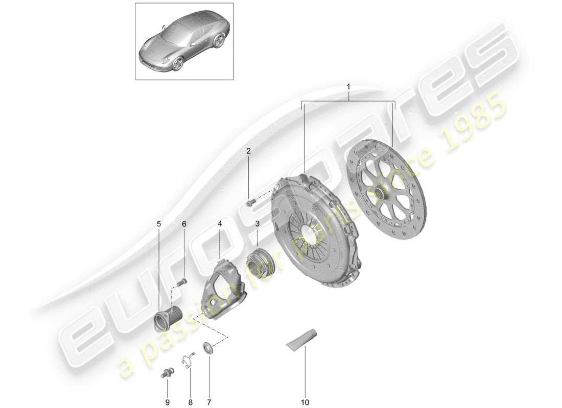 Porsche 991 (2014) Embrayage Diagramme de pièce