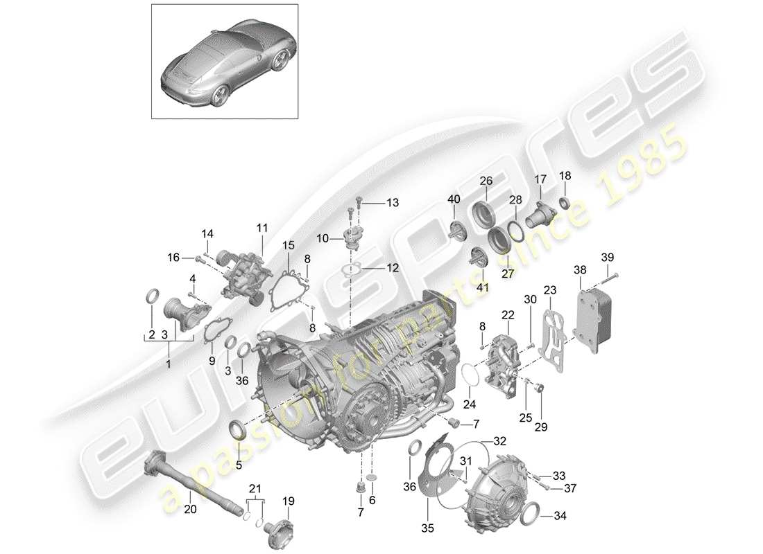 Porsche 991 (2014) Boîte de vitesses manuelle Diagramme de pièce