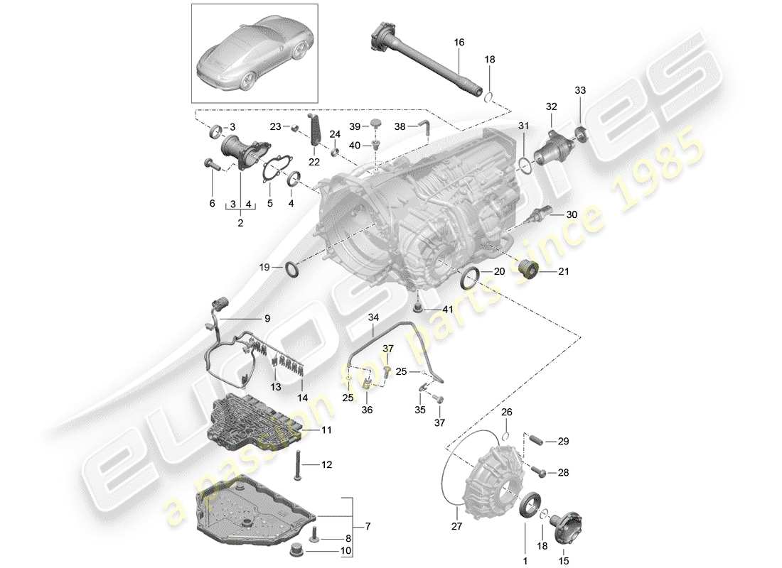 Porsche 991 (2014) – PDK – Diagramme des pièces