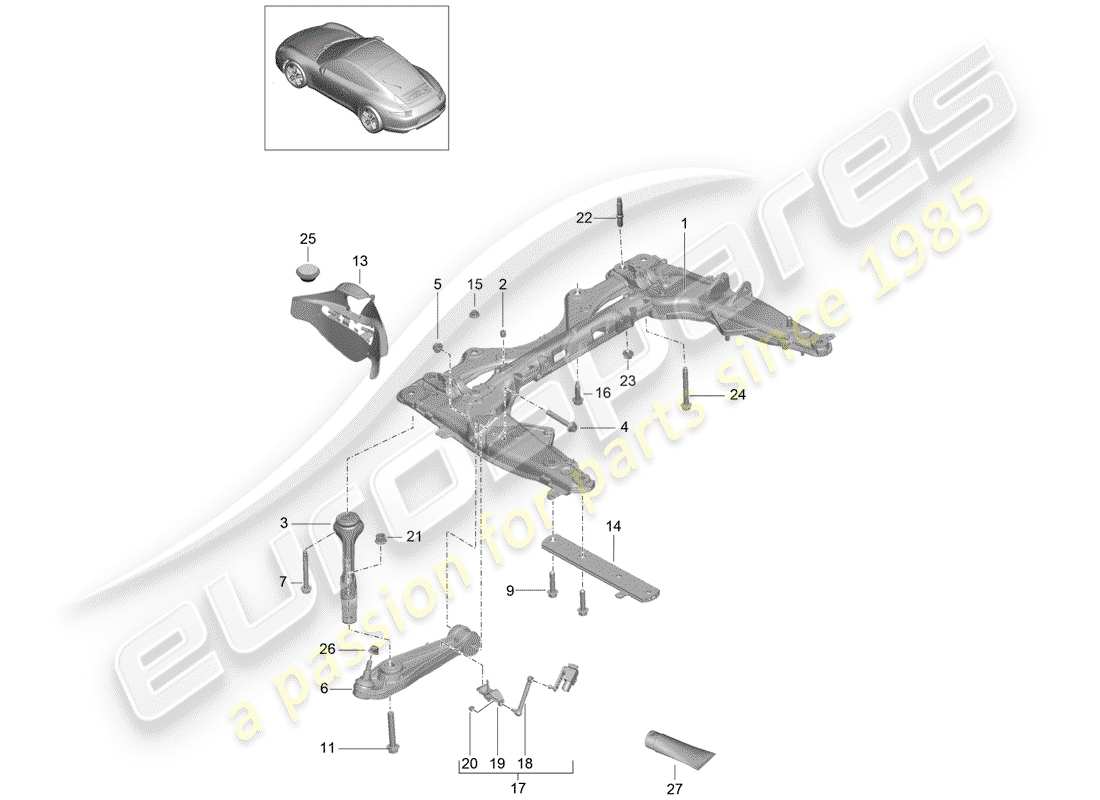 Porsche 991 (2014) TRAVERSE Diagramme de pièce