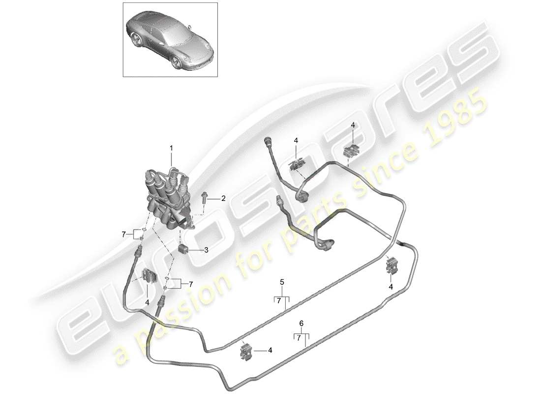 Porsche 991 (2014) lignes Diagramme de pièce