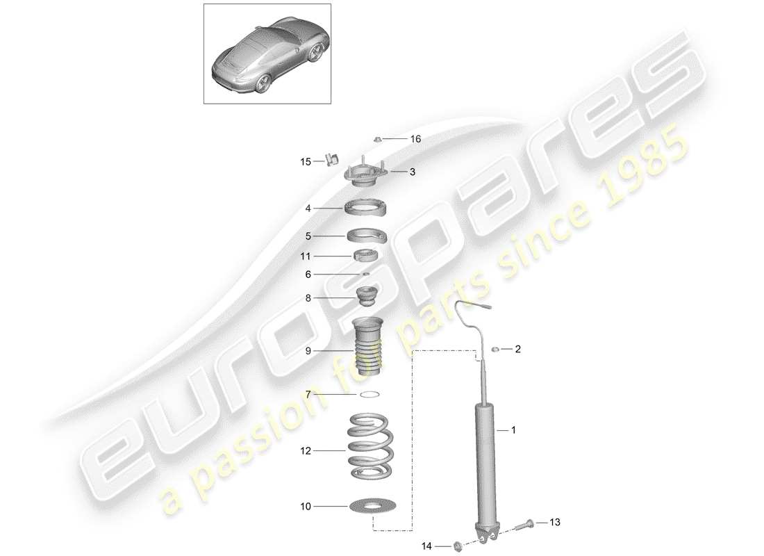 Porsche 991 (2014) AMORTISSEUR Diagramme de pièce