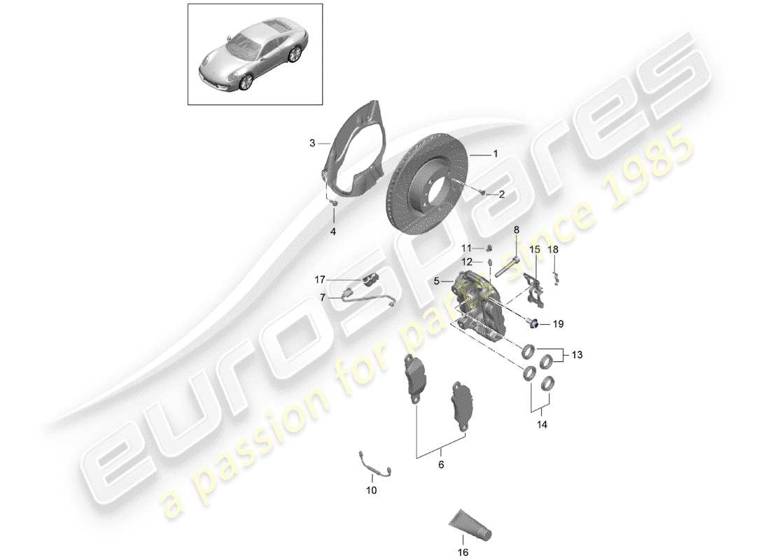 Porsche 991 (2014) freins à disque Diagramme de pièce