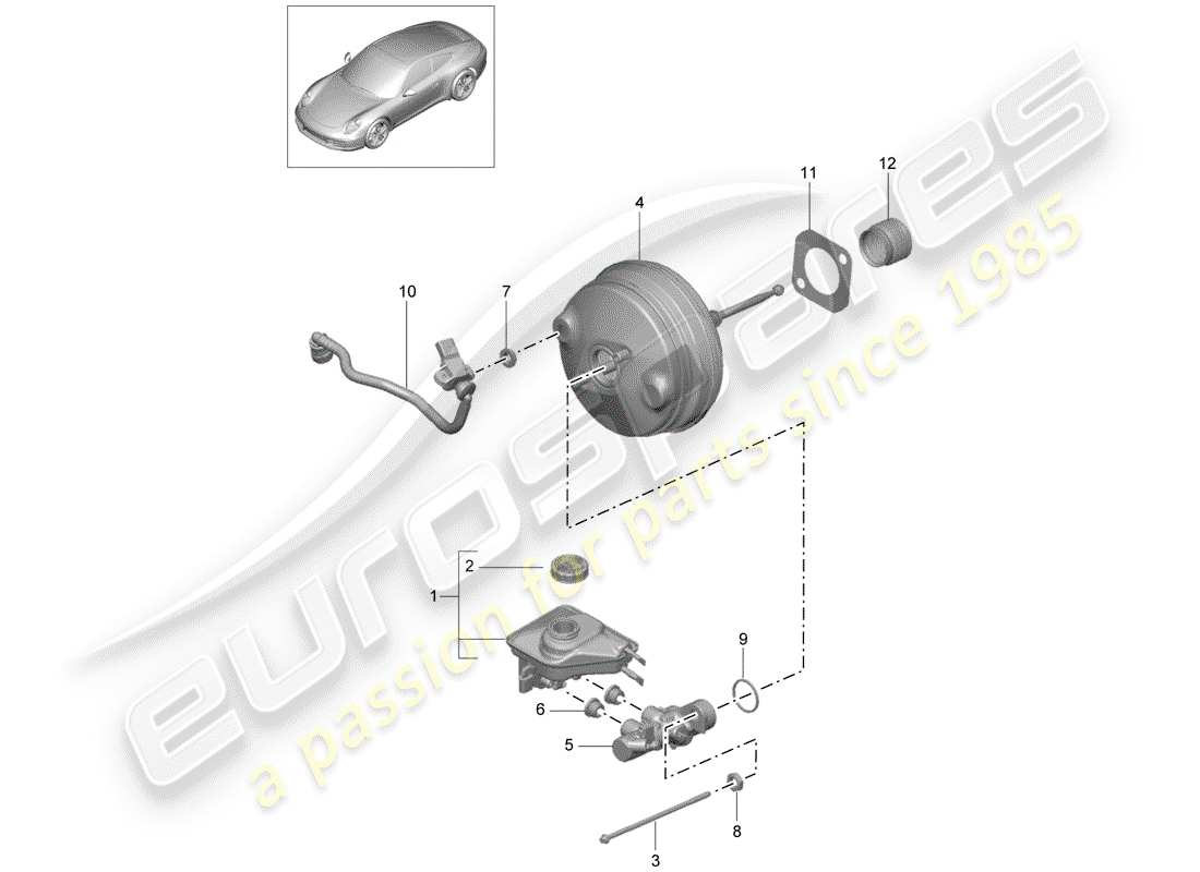 Porsche 991 (2014) maître cylindre de frein Diagramme de pièce