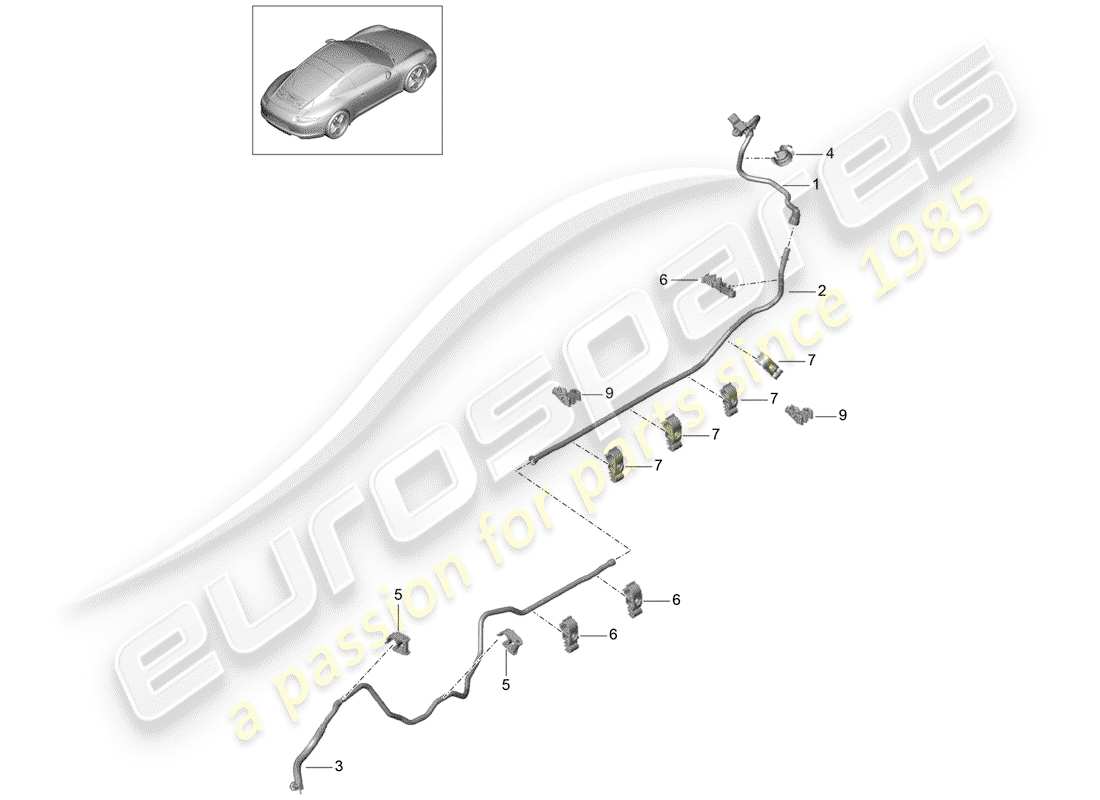 Porsche 991 (2014) LIGNE DE VIDE Diagramme de pièce