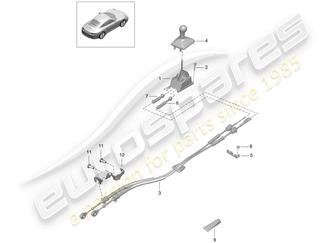 Porsche 991 (2014) Contrôle des transmissions Diagramme de pièce
