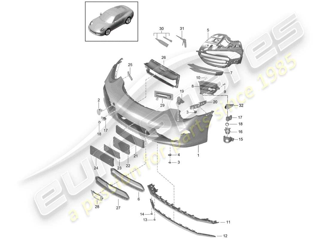 Porsche 991 (2014) PARE-CHOCS Diagramme de pièce