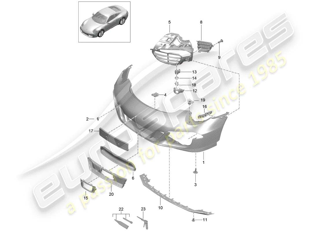 Porsche 991 (2014) PARE-CHOCS Diagramme de pièce