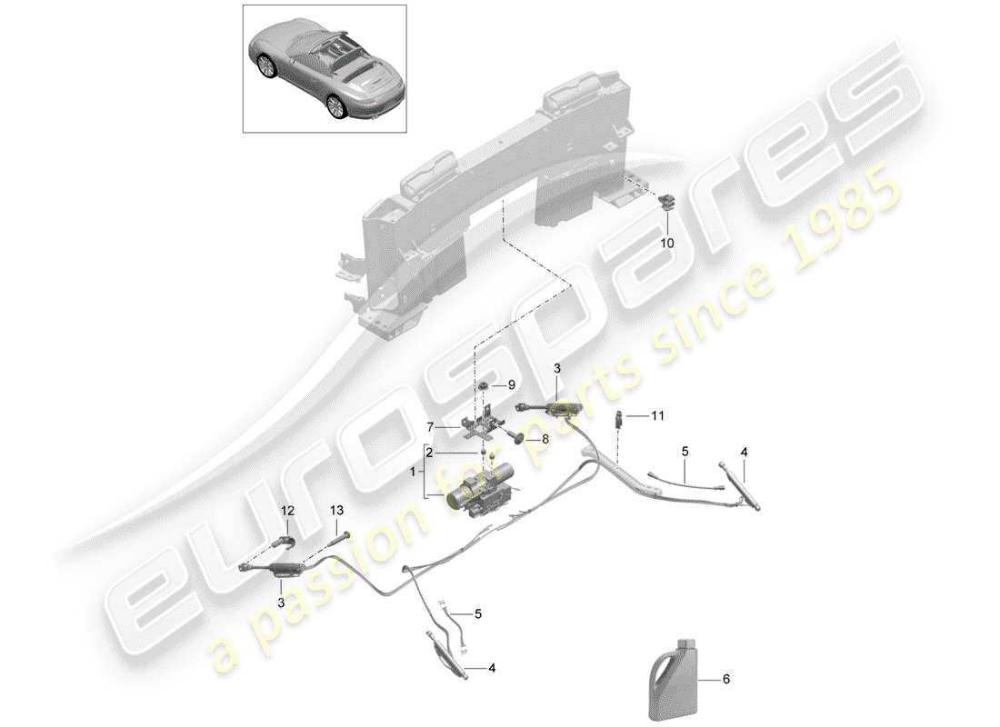 Porsche 991 (2014) Dessus cabriolet Diagramme de pièce