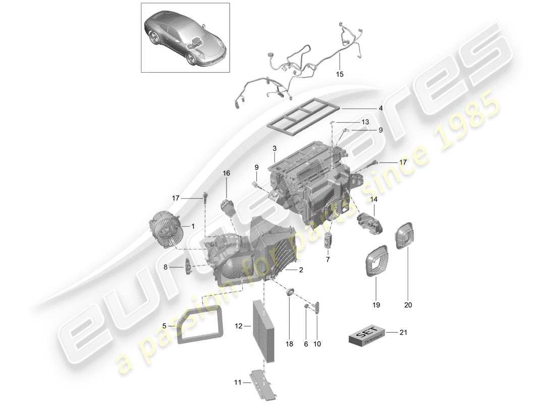 Porsche 991 (2014) CLIMATISEUR Diagramme de pièce