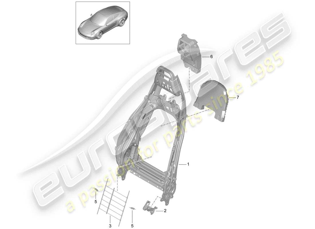 Porsche 991 (2014) cadre - dossier Diagramme de pièce