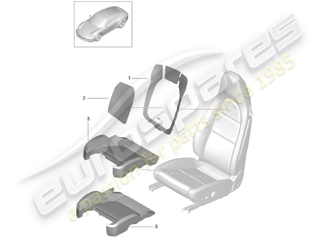 Porsche 991 (2014) élément chauffant Diagramme de pièce