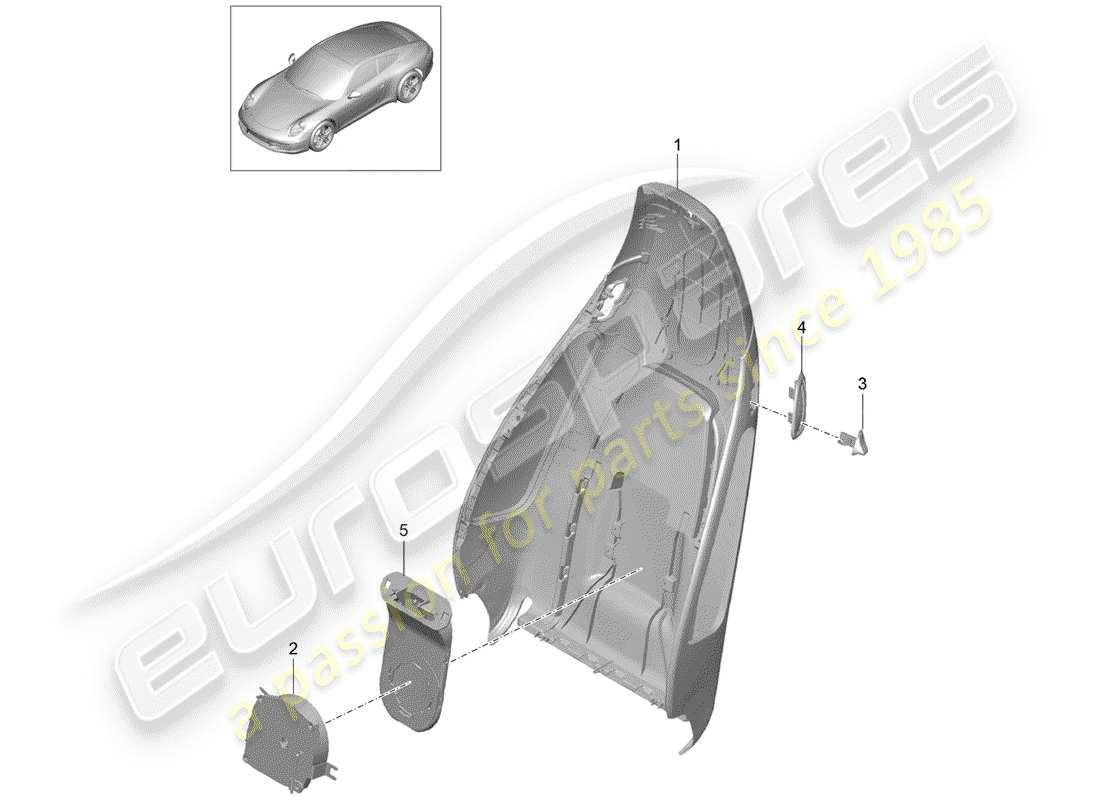 Porsche 991 (2014) coque de dossier Diagramme de pièce