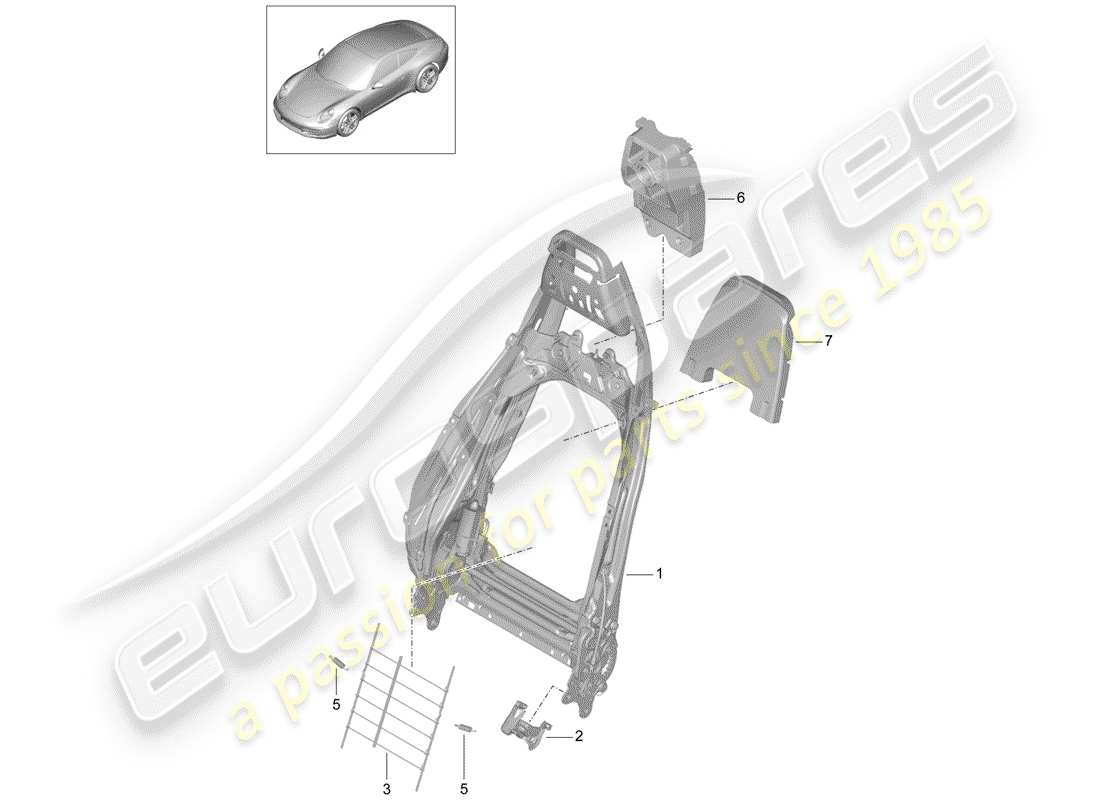 Porsche 991 (2014) cadre de dossier Diagramme de pièce