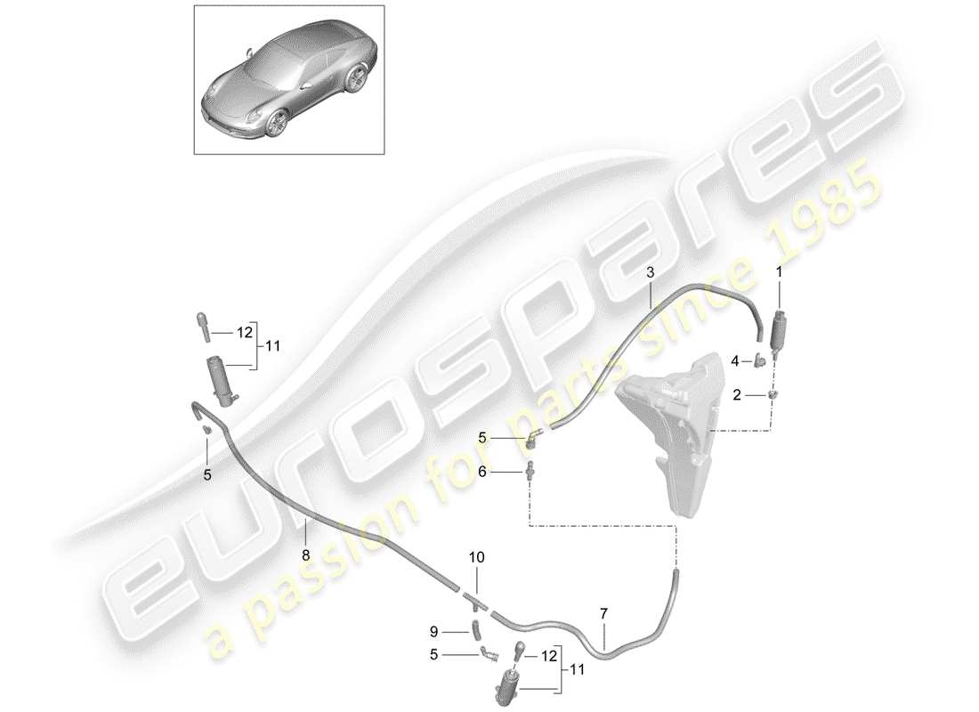 Porsche 991 (2014) SYSTÈME DE LAVE- Rondelle Diagramme de pièce