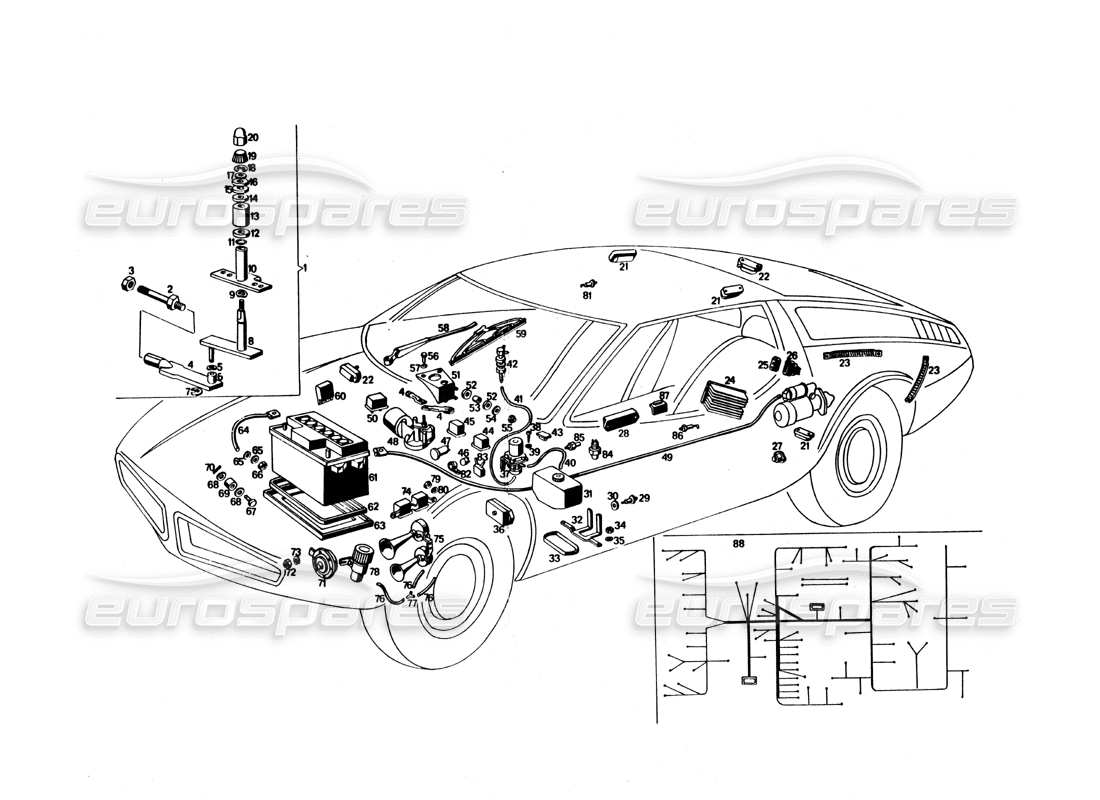 Maserati Bora Équipement électrique Schéma des pièces