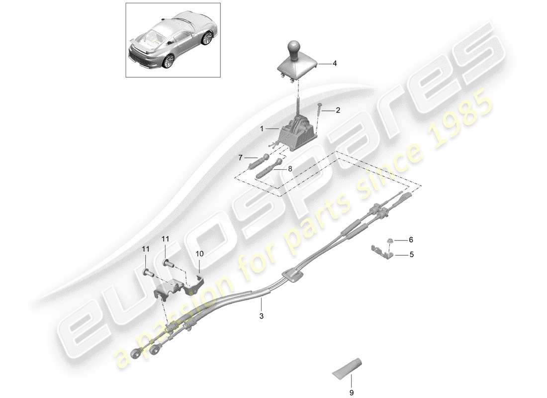 Porsche 991R/GT3/RS (2014) levier de vitesses Schéma des pièces