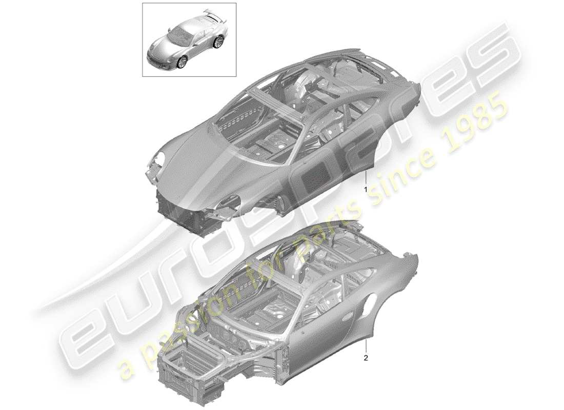 Porsche 991R/GT3/RS (2014) CARROSSERIE Schéma des pièces