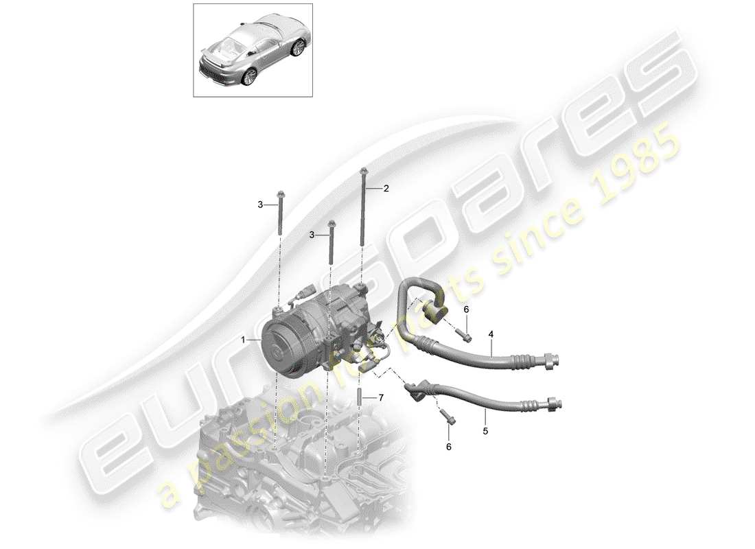 Porsche 991R/GT3/RS (2014) compresseur Schéma des pièces