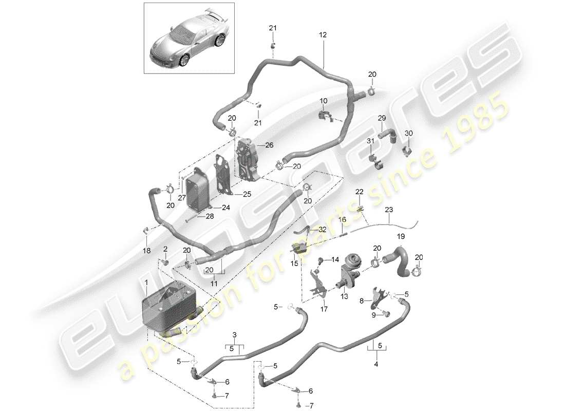 Porsche 991R/GT3/RS (2016) – PDK – Diagramme des pièces
