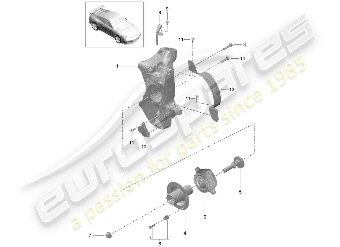 Porsche 991R/GT3/RS (2016) support de roue Diagramme de pièce