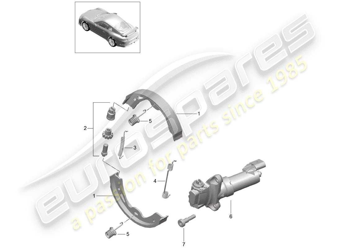 Porsche 991R/GT3/RS (2016) Frein à main Diagramme de pièce