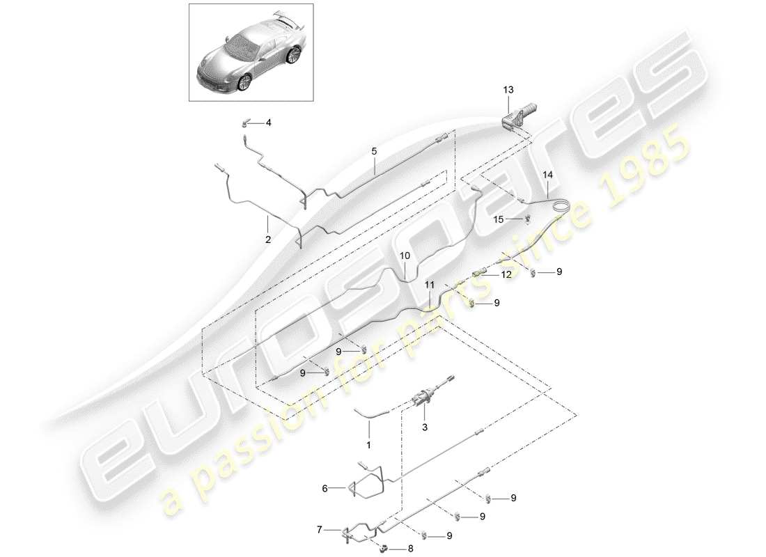Porsche 991R/GT3/RS (2016) embrayage hydraulique Diagramme de pièce