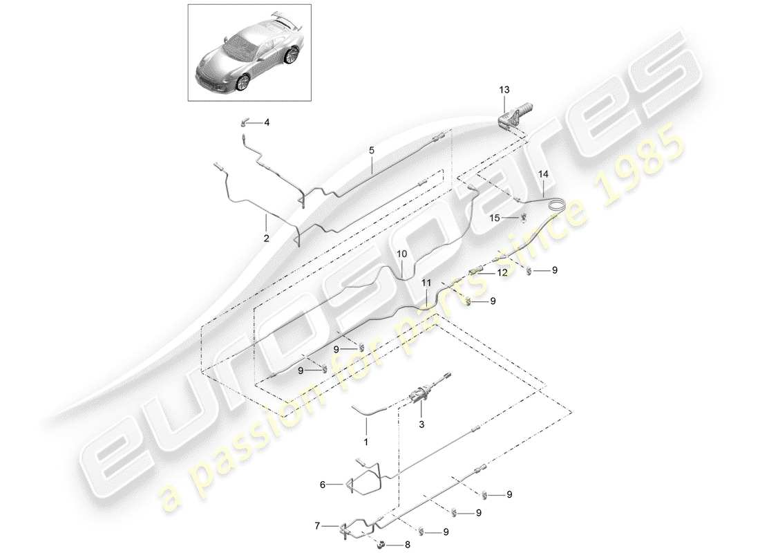 Porsche 991R/GT3/RS (2016) embrayage hydraulique Diagramme de pièce