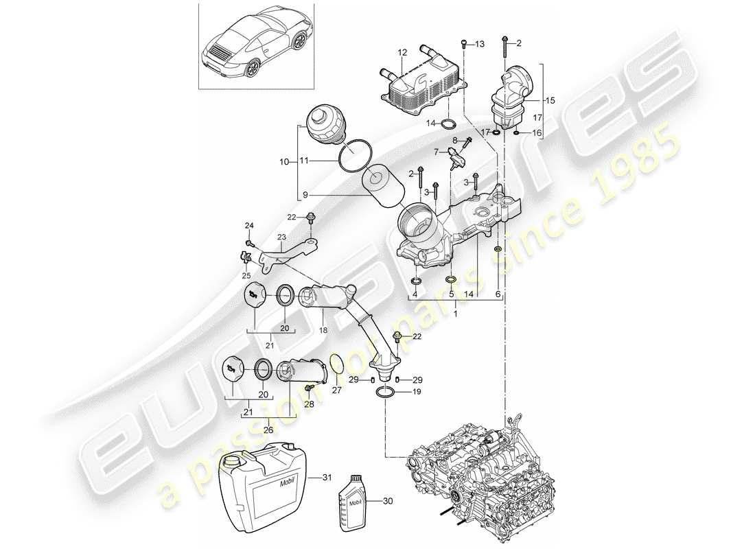 Porsche 997 Gen. 2 (2011) Lubrification du moteur Diagramme de pièce