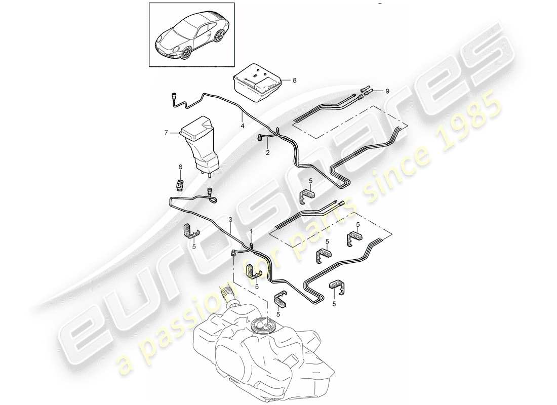 Porsche 997 Gen. 2 (2011) Système de carburant Diagramme de pièce
