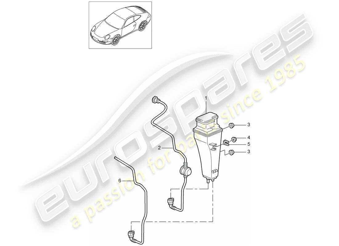 Porsche 997 Gen. 2 (2011) cartouche d'émission par évaporation Diagramme de pièce