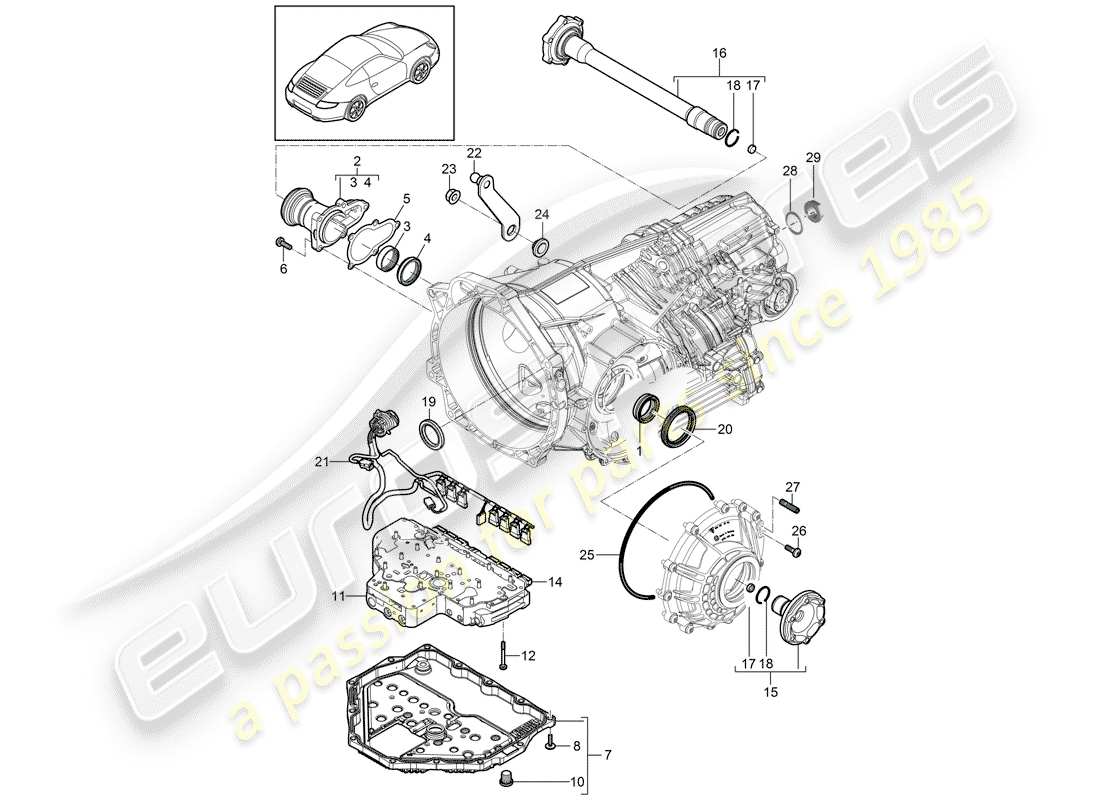 Porsche 997 Gen. 2 (2011) – PDK – Diagramme des pièces