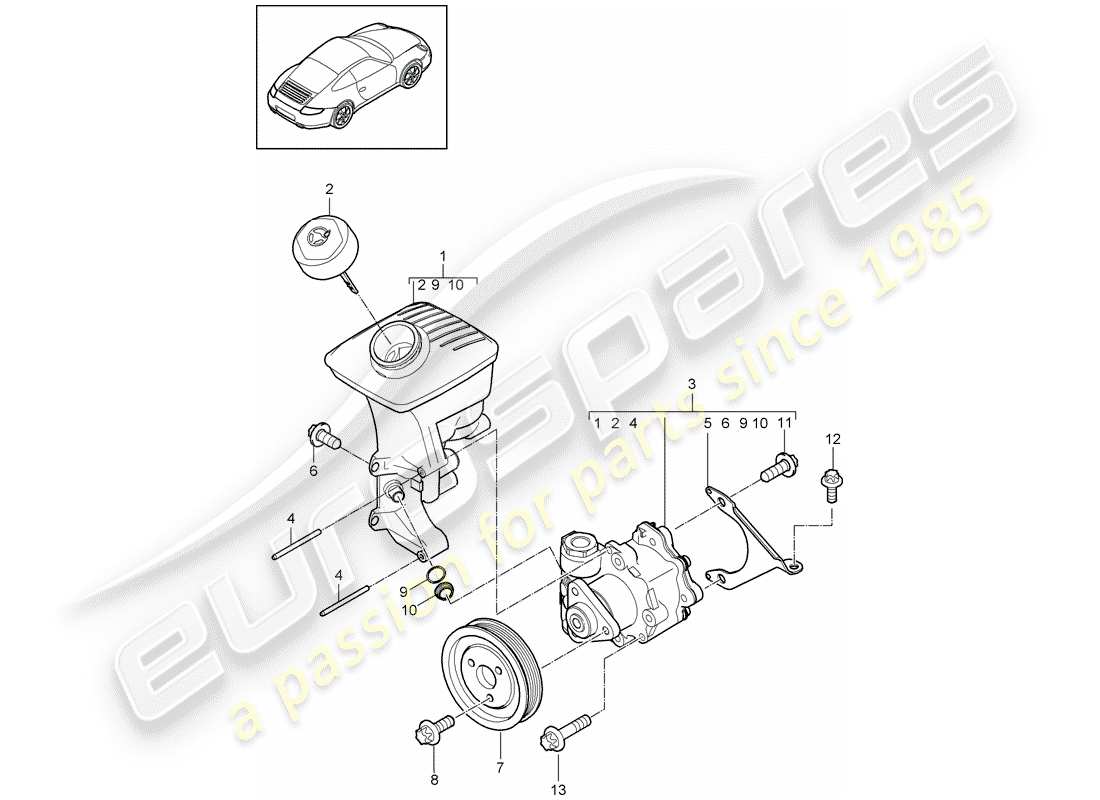 Porsche 997 Gen. 2 (2011) DIRECTION ASSISTÉE Diagramme de pièce