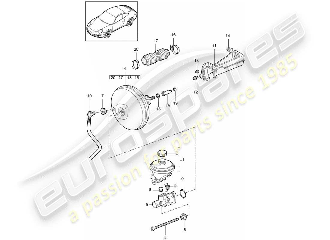 Porsche 997 Gen. 2 (2011) maître cylindre de frein Diagramme de pièce