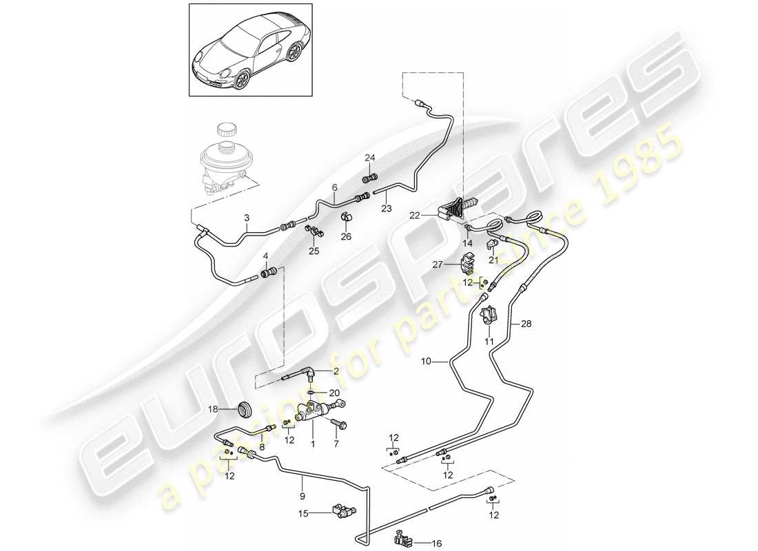 Porsche 997 Gen. 2 (2011) embrayage hydraulique Diagramme de pièce
